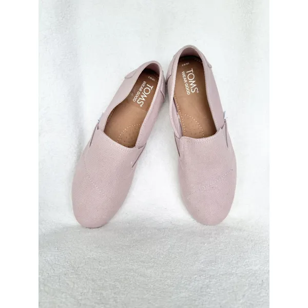 TOMS Woman’s Pink Canvas Slip On Flats Shoes Size 9.5 - Image 2