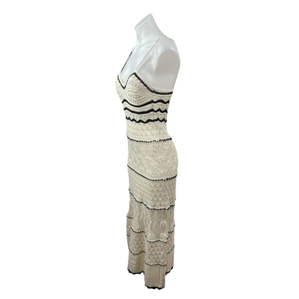 Zara Women's Geometric Crochet Knit Sleeveless Midi Cami Tank Bodycon Dress Sz M - Image 3