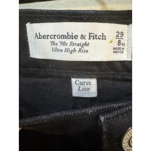 NEW Abercrombie Curve Love '90s Straight Ultra High Rise Black Jeans Size 29 8 - Image 5