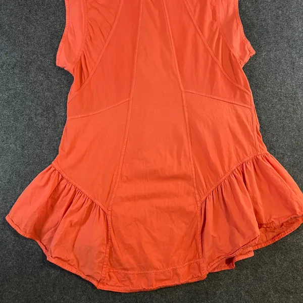 Daily‎ Practice Anthropologie Sleeveless Polo Tunic Ruffle Hem Coral Orange XS - Image 11