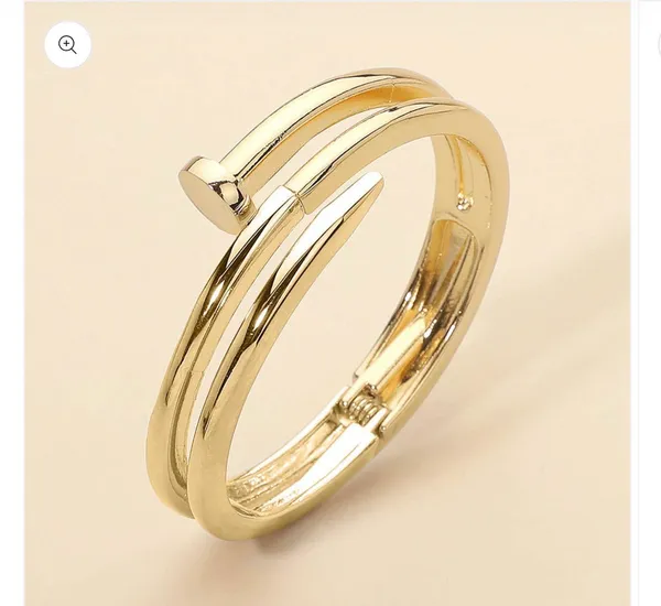 Metal Nail Hinged Bangle Bracelet - Image 2