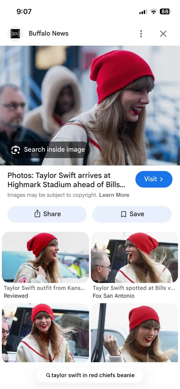Taylor Swift Styled Red and Gold Kansas City Beanie Hat - Image 2