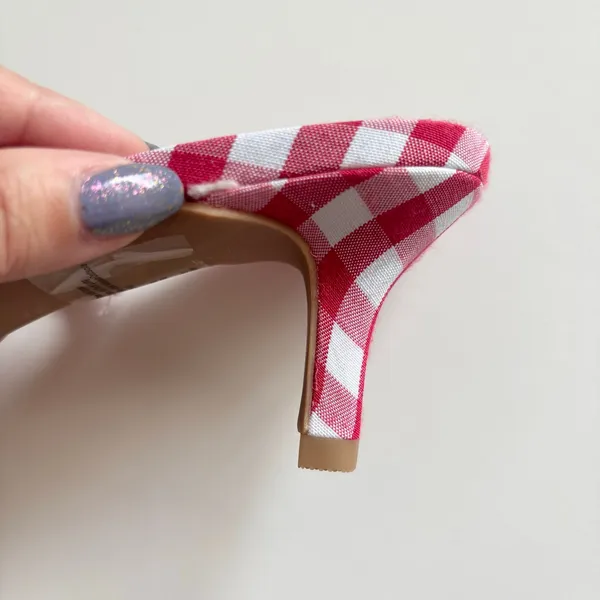 Wild Fable Lysandra Gingham Eyelet Kitten Heels Women's 8 Red & White Coquette - Image 5