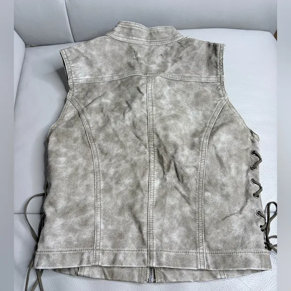 Jaded London Faux Leather Distressed Lace-Up Moto Vest Y2K Size XS - Image 3