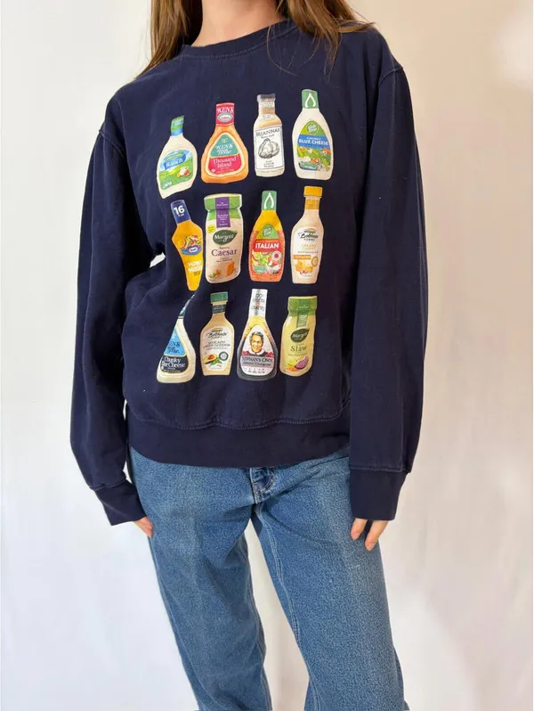 Navy Blue Ranch Bottle Funny Crewneck Oversized Sweatshirt - Image 4