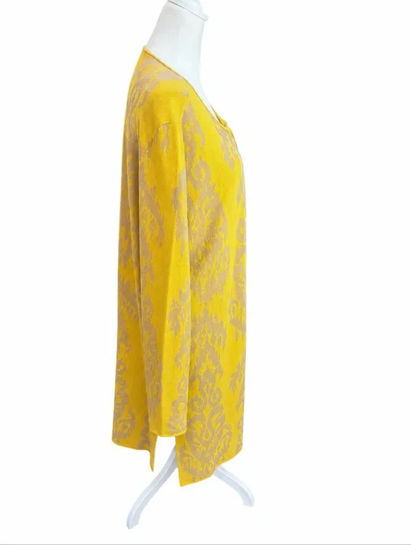 Rara Avis by Iris Apfel Yellow Ikat Duster Cardigan XL Tassel Art to Wear - Image 3