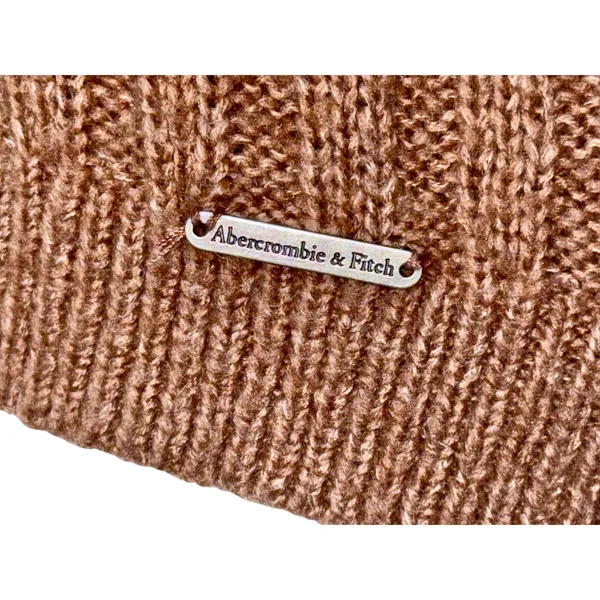 Abercrombie & Fitch Brown Ribbed Knit Long Sleeve Pullover V-Neck Sweater Size M - Image 6
