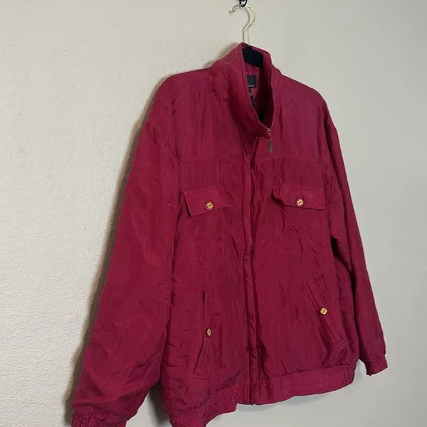 Vintage EVR Silk Hot Pink Bomber Jacket‎ Size Large - Image 2