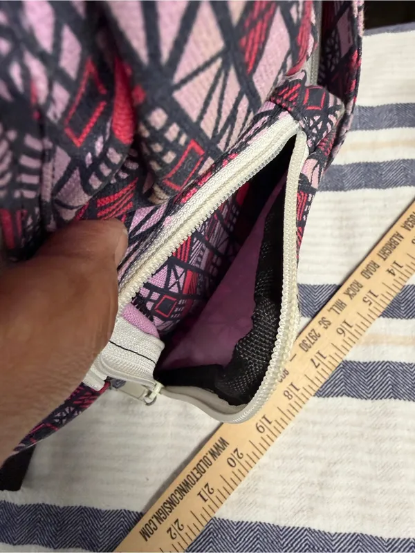 KAVU Rope Sling Backpack Pink Black Geometric Crossbody Travel Hiking Bag - Image 10
