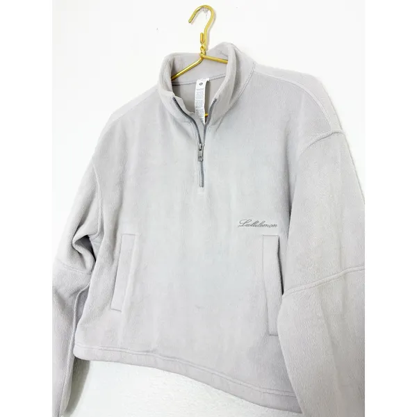 Lululemon Plush Velour Oversized Half Zip in Gray Size Small Workout Soft - Image 7
