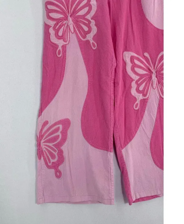 Butterfly Delia’s wide leg pink Y2K pants size Medium - Image 3