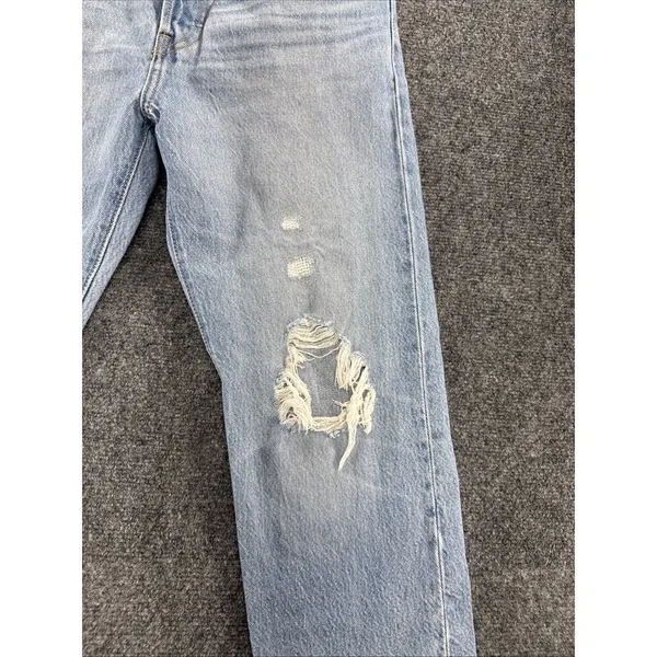 Levi’s 501 Original Jeans Women’s Approx W27 Light Wash Distressed Button Fly - Image 5