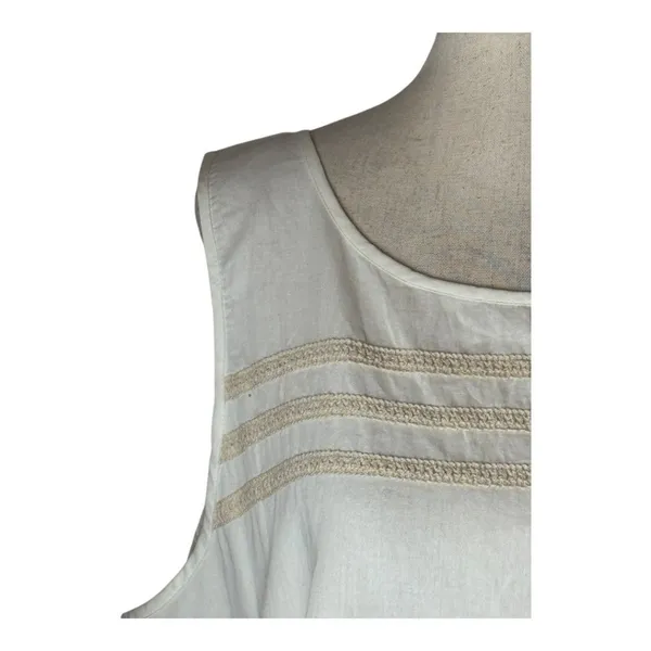 Lilla P Tank Top Women Large White Cotton Lace Double‎ Layer Shell NWT Boho - Image 5