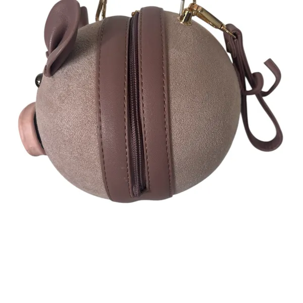 Pink Mauve PU Suede Pig Shoulder Wrist Hand Bag Cosmetic Handbag Purse - Image 3