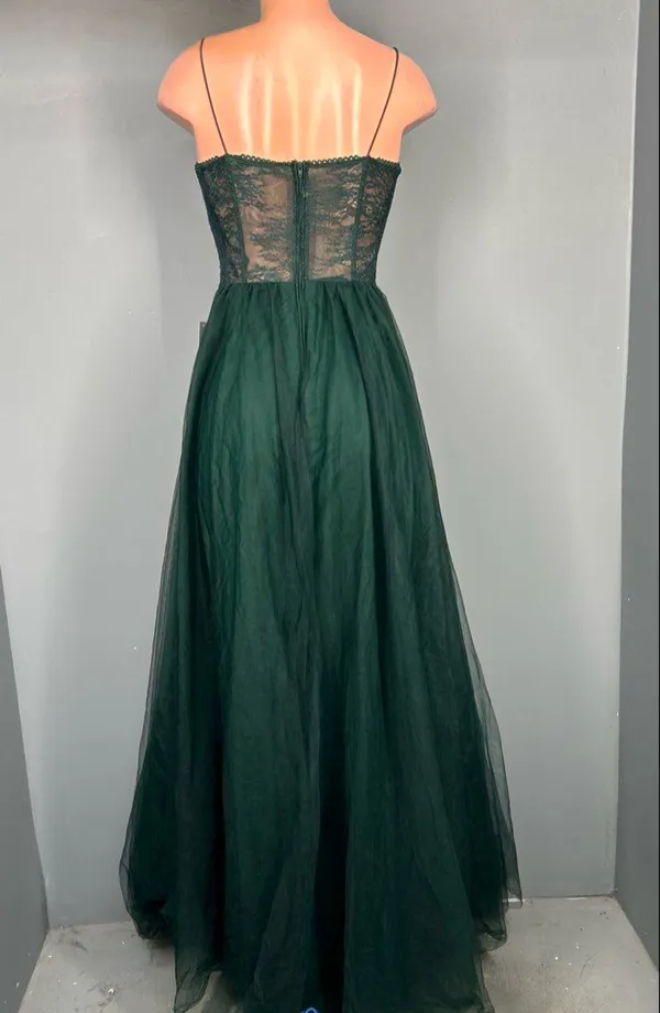 Windsor Forest Green High Slit Prom Dress - Image 3