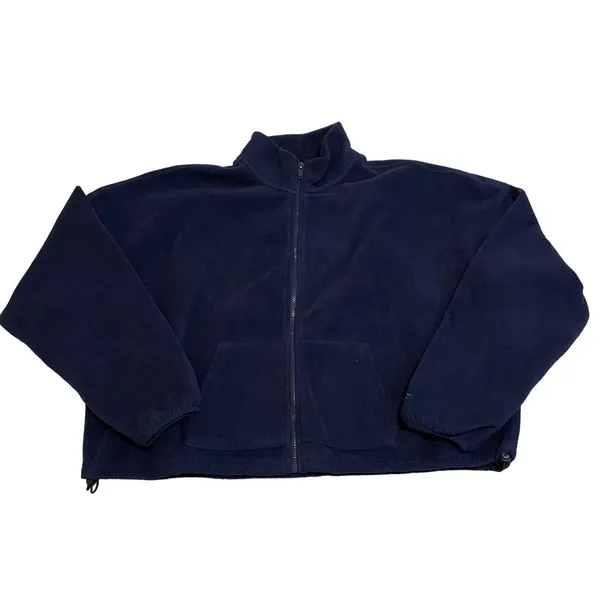 Fabletics Navy Blue Fleece Mock Neck Crop Zip Up Sweatshirt XXL - Image 3