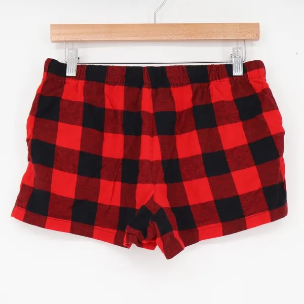 Stars Above Pajama Shorts Womens S Perfectly Cozy Flannel Red Buffalo Plaid - Image 5