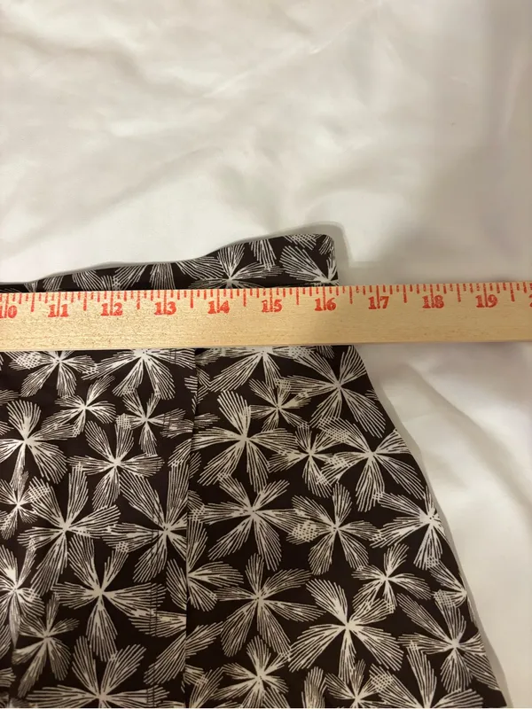 Talbots M Brown Cream Floral Stretch A-Line Midi Skirt - Image 4