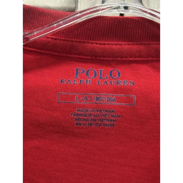 Polo Ralph Lauren TShirt Women's Logo V Neck Size L Red Soft Designer Casual - Image 2