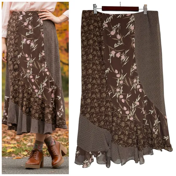 Vintage Y2K 90s‎ Midi Skirt Size 12 Floral Flare Witchy Fairy Grunge Whimsigoth - Image 2