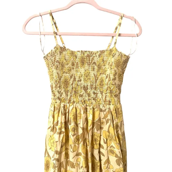 URBAN‎ OUTFITTERS Athena Floral Smocked Maxi Dress Yellow Small - Image 4