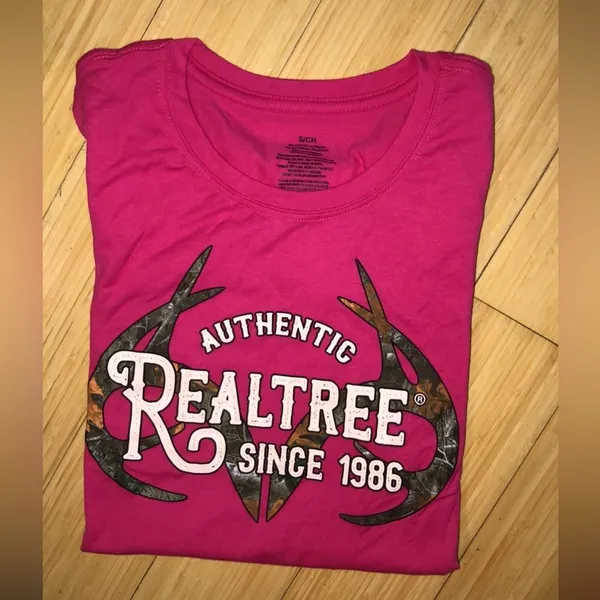 Realtree Ladies Pink Camo Logo Tee Sz S NEW NWOT - Image 2