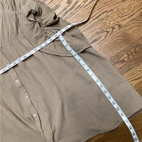 Bibi 100% Cotton gauze Babydoll Boho Chic Tunic Tan Size Medium - Image 9