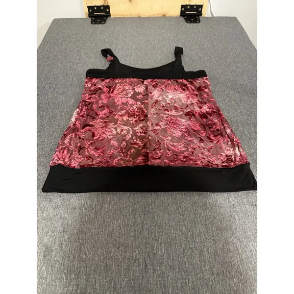 Studio Y Women's Y2K Style Floral Embossed Draped Blouse Tank Sz XL - Image 9