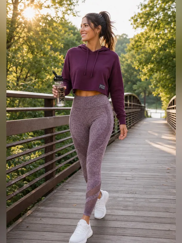 PINK Victoria's Secret‎ Seamless High Rise Leggings XS Heathered Mauve Mesh - Image 2