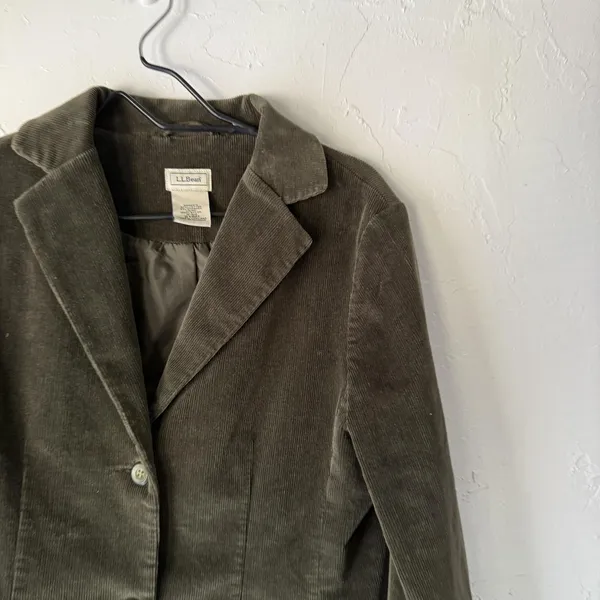 LL Bean Blazer Womens 10 Regular Brown Corduroy Stretch Classic Jacket‎ Pockets - Image 2