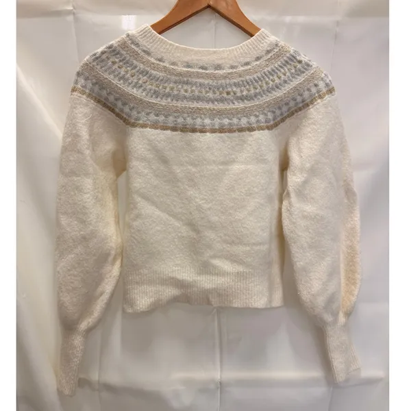 INTERMIX Ari Nordic Wool-Blend Sweater Small Cozy Christmas Fairisle Warm Winter - Image 5