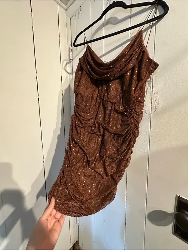 AKIRA NWT Rhinestone chocolate brown mini dress - Image 2