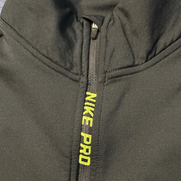 Nike Pro‎ Hyperwarm Womens Small Black Volt Yellow Half Zip Training To - Image 13