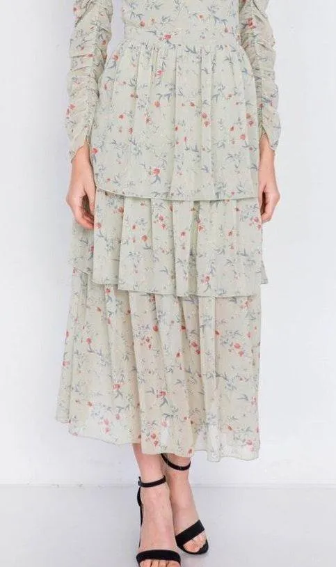 Everly Mint Floral Maxi Dress - Image 4