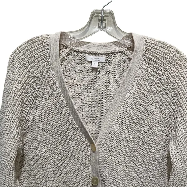 LC Lauren Conrad Open Knit Button Front Cardigan Cream Women Size Large - Image 3