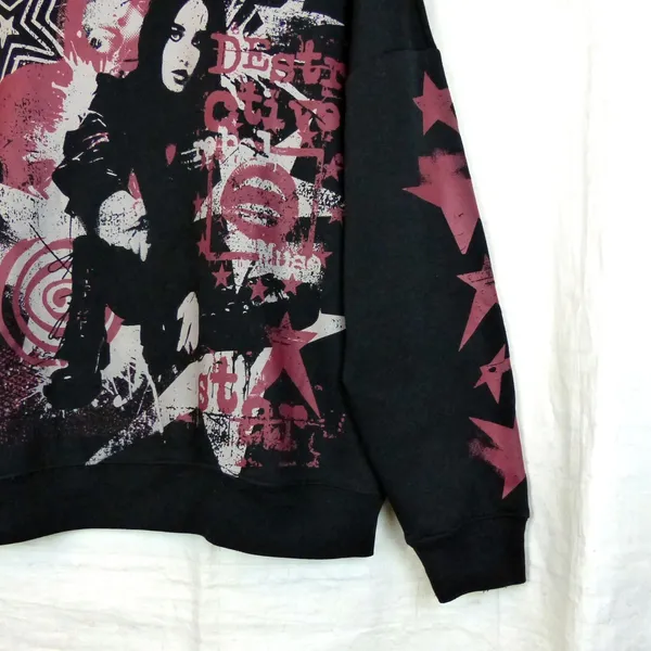 Social Collision Punk Star Sweatshirt Womens M Black Graphic Hot Topic Mall Goth - Image 3