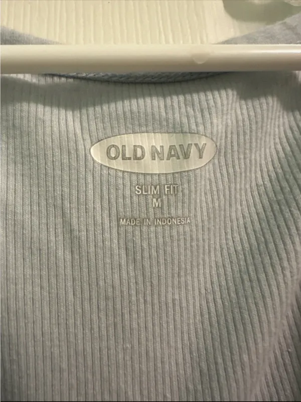 Old Navy Light Blue Ribbed V-Neck Henley - Image 2