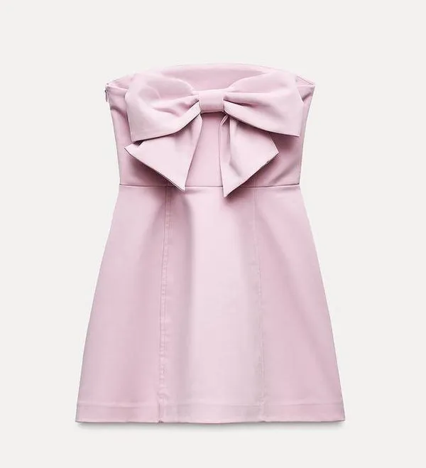 ZARA dress pink sleeveless mini bow wedding coctail party night out - Image 8