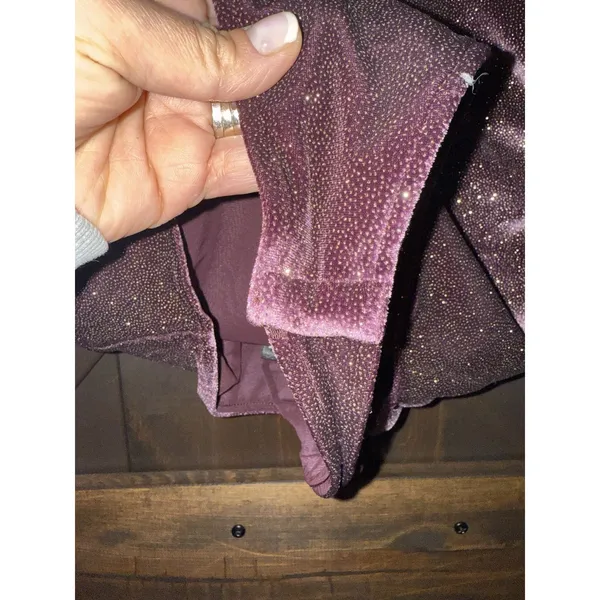 Victoria Sport XS Shimmering‎ Glitter Long Sleeve Bodysuit Leotard Purple - Image 2