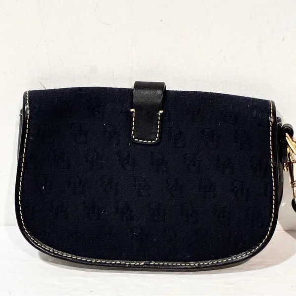 Dooney & Bourke Black Canvas Signature Flap Pouch Wristlet Black‎ - Image 3