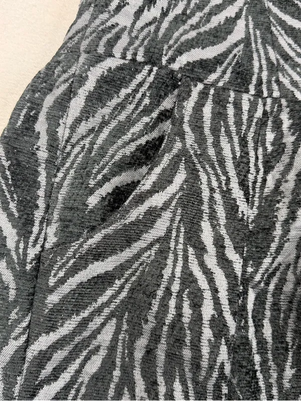 Free People Chenille Zebra Mini Dress Black Gray Drop Waist Pockets 19" Bust - Image 3