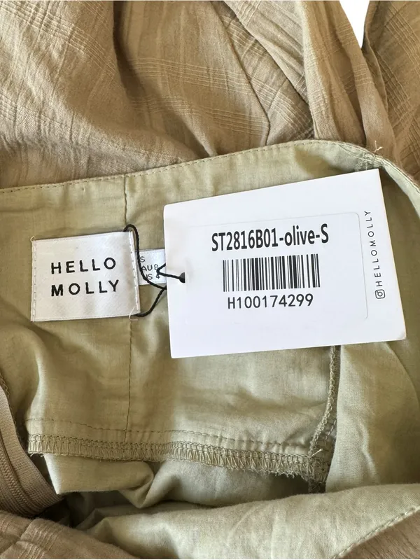 Hello Molly - NWT Golden Vibes Olive One Shoulder Midi Summer Dress SZ S - Image 9