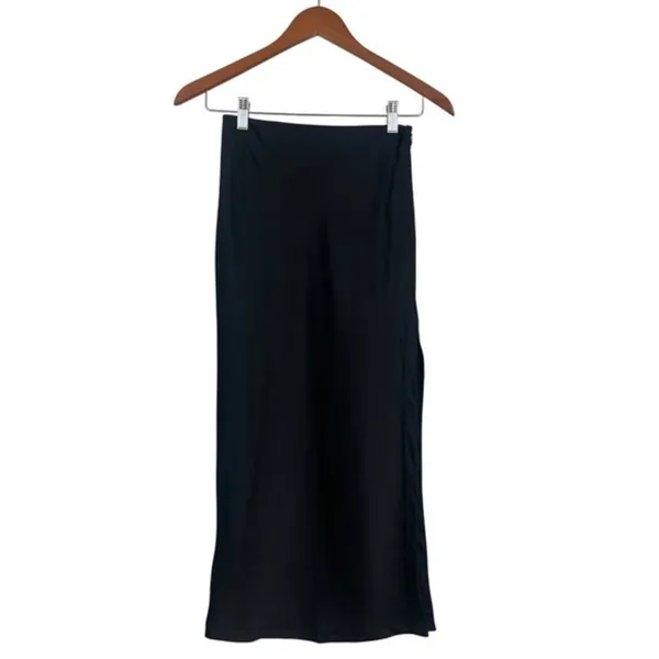 Urban Outfitters Women's XS Black High Waisted Midi Skirt Side Zip Grunge Office - Image 3