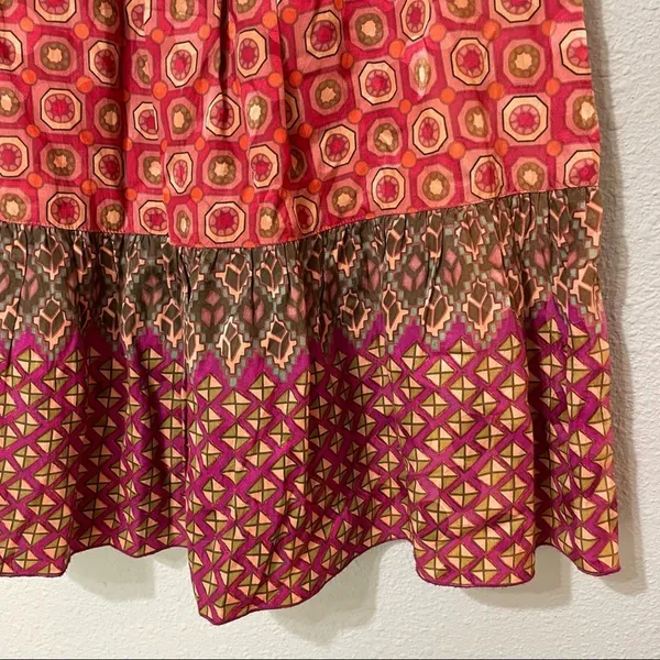 Anna Sui X Anthropologie Red Geometric Print Silk Sleeveless Boho Dress Womens 0 - Image 9