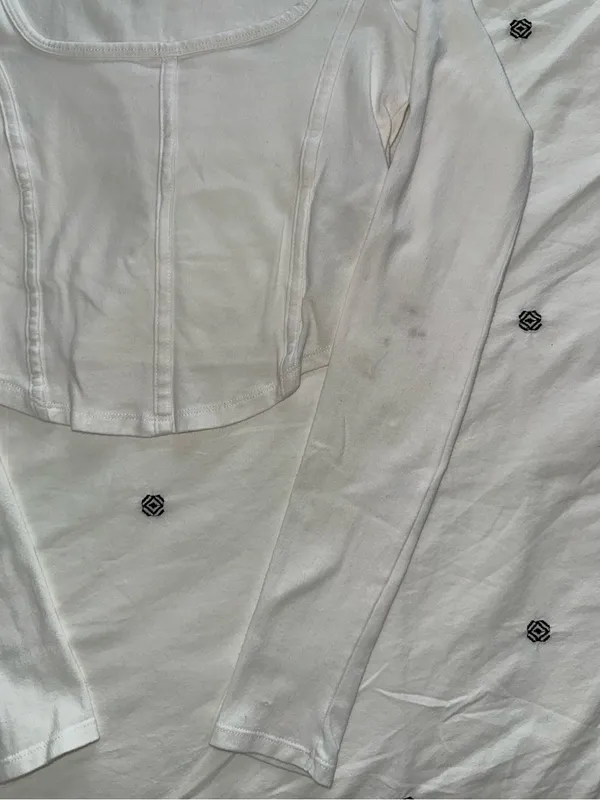 Hollister White Long Sleeve Corset Top - Image 3