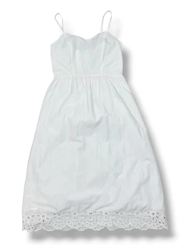 Old Navy White Eyelet Fit Flare‎ Midi Dress Small Sundress Cottagecore Cotton - Image 15