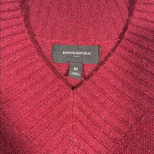 Banana Republic Womens Cozy V Neck Sweater Alpaca Red Medium - Image 3