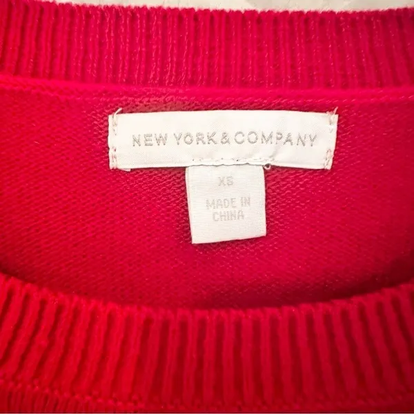 NY&Co Kiss Me Ugly Christmas Sweater Women‎ XS Red Holiday Sequin Mistletoe Glam - Image 4