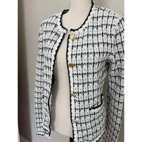 Nic+Zoe tweed sweater jacket size small - Image 6