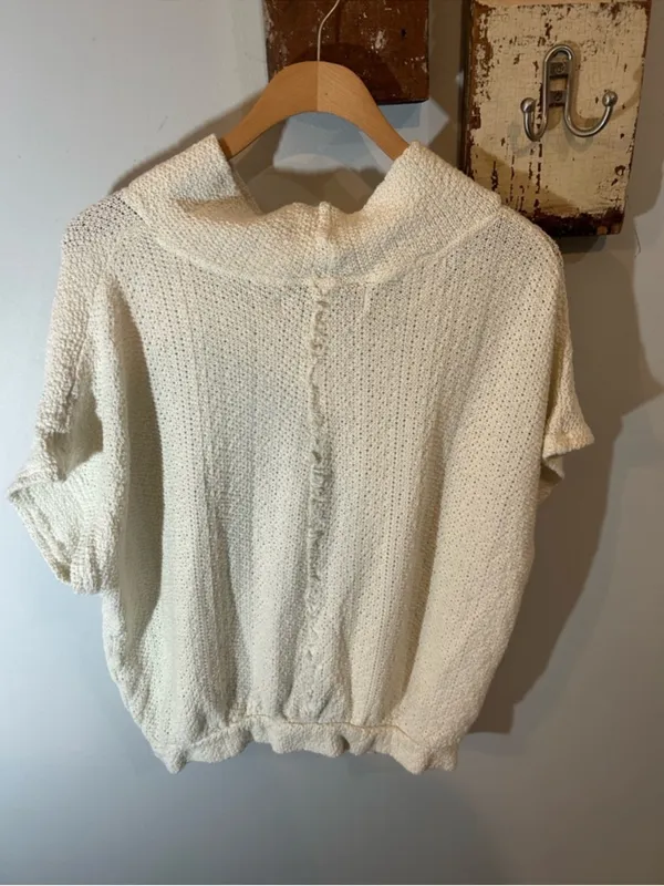 Free People “Life’s a Beach” Knit Short Sleeve Sweater | Ivory - Image 3